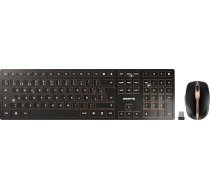 CHERRY DW 9100 SLIM bezvadu tastatūras un peles komplekts, spāņu izkārtojums (QWERTY), Bluetooth un 2,4 GHz radio, klusi taustiņi, uzlādējams, melni bronzas krāsā