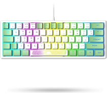 LexonElec K61 60 % spēļu krāsaina tastatūra Mini balta un zaļa PC RGB apgaismojums - UK izkārtojums QWERTY Estētiska tastatūra Cute - Mehāniska Ergonomika Kawaii - portatīvajam datoram