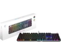 MSI Strike 600 Silent FR spēļu tastatūra, klusa - Kailh Midnight Pro Silent Touch Switch, ergonomiski taustiņi, neslīdoša pamatne, RGB Mystic Light uz pogas, USB 2.0 - pilna izmēra
