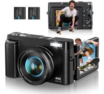 4K digitālā kamera fotografēšanai un video uzņemšanai ar 32 GB atmiņas kartes akumulatora lādētāju, 3" 180° flip kamera ar zibspuldzi, 16x tālummaiņa (bez kartes)