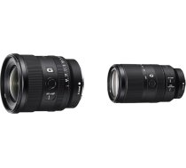 Sony SEL-20F18G Pilna formāta objektīvs ar E-uzstādījumu (FE 20 mm F1.8, īpaši platleņķa, viegls), melns un E 70-350 mm f/4.5-6.3 G OSS | APS-C, super tālummaiņas objektīvs (SEL70350G)