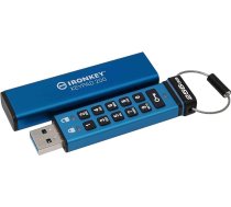 Kingston IronKey Keypad 200 256GB šifrēta USB | Alfanumeriskā tastatūra | Piekļuve ar vairākiem kontaktiem | XTS-AES 256 bitu | FIPS 140-3 Level 3 Certified (Pending) | IKKP200/256GB, zils