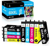 LeciRoba 604XL tintes kasetnes Epson Expression Home XP-2200 XP-2205 XP-3200 XP-3205 XP-3205 XP-3205 XP-4200 XP-4205 WF-2910DWF WF-2930DWF WF-2930DWF WF-2935DWF WF-2950DWF printerim (9 iepakojumā)
