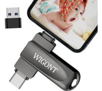 USB atmiņas karte 128 GB 3 in 1 USB atmiņas karte, lai saglabātu vairāk fotoattēlu un video Atmiņas karte i0S/Android/PC ar atsevišķu USB adapteri Atmiņas karte mobilajam tālrunim Nav nepieciešama lietotne