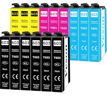 Veson 603 XL printeru kasetnes saderīgas ar Epson 603 kasetnēm Expression Home XP-2100 XP-2150 XP-3100 XP-3105 XP-3150 XP-4105 XP-4100 XP-4150 XP-4155 Workforce WF-2810 WF-2830 WF-2850 (15 iepakojumā)