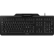 CHERRY KC 1000 SC vadu drošības tastatūra ar integrētu karšu lasītāju, Pan Nordic izkārtojums (QWERTY), Plug & Play (USB-A), plakanā konstrukcija, melnā krāsā