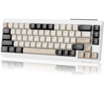 ZIYOU LANG ×FREEWOLF M68 TKL bezvadu spēļu tastatūra, 3 režīmu kompakta membrānas tastatūra 2.4GHz/BT5.1/USB-C, 19 taustiņi, aizsargā pret pārklāšanos, sfēriskie taustiņi, uzlādējama 2000mAh - krēmīgi pelēka
