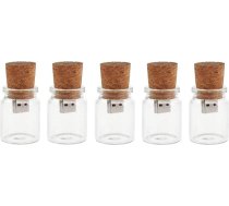 5 Pack Cute Flash Drive USB 2.0 uzglabāšanas burkas Unikāla kaste stikla burka pudele un korķa Memory Stick Pen Drive Kāzu dāvana Elektronika Fancy Pendrive (8GB)