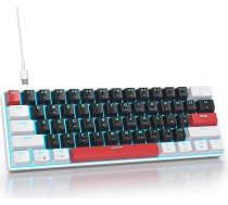 60% procentuālā tastatūra, vadu mini mehāniskā spēļu tastatūra, ledus zila, LED fona apgaismojums, 61 Anti-Ghosting taustiņš, America QWERTY datoram, birojam, spēlēm (61 melns)