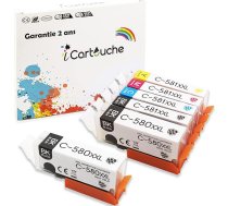 icartouche Tintes kasetnes saderīgas ar Canon PGI-580 XXL CLI-581 XXL Pixma TR7550 TR8550 TS6150 TS6250 TS6350 TS8150 TS8240 TS8250 TS8350 TS9150 TS9550 TS6151 TTS6251 TS6351 (2BK 1C 1M 1Y 1PBK)