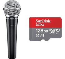 Shure SM58SE kardioīdais dinamiskais vokālais mikrofons ar Eius slēdzi un SanDisk Ultra Android microSDXC UHS-I atmiņas karte 128 GB + adapteris