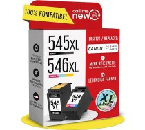 545XL un 546XL printeru kasetnes - saderīgas ar Canon printeru kasetnēm 545 546 XL Multipack (PG-545XL melnā un CL-546XL krāsu) - XL diapazons, viedā mikroshēma, PIXMA TS3350 aizstājējs