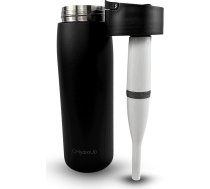 Ūdens pudele ar kaļķa filtru un salmiņu - 700 ml nerūsējošā tērauda filtrējoša pudele (melnā krāsā)