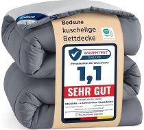 BEDSURE visu sezonu sega, 135 x 200 cm, sega, bez pārklāja, 300 g/m², divpusēja, pelēka/gaiši pelēka, mīksta, silta, guļammaiss alerģijām