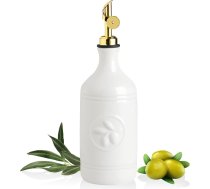 Sweejar Home 460 ml keramikas olīveļļas dozators, eļļas dozators virtuvei ar gravitācijas izlietni, necaurspīdīgs eļļas trauks Evoo, avokado eļļai, etiķim, sojas mērcei, 1 iepakojums (balts, zelta izlietne)