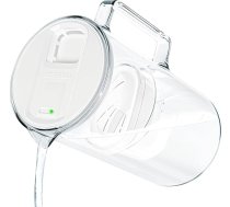 Wessper ūdens filtrēšanas krūka ar LED displeju, 3 l, stikla ūdens krūka ar aktivētās ogles filtru, ūdens krūka ar ūdens filtrēšanas kasetnēm dzeramajam ūdenim, bez BPA, balta