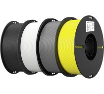 Creality Ender PLA filaments 4 gab. 1,75 mm – melns, balts, pelēks, dzeltens – nesapinas, spēcīga saķere, precizitāte ±0,02 mm