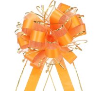 Piegādes karte 5 gab. 20,3 cm liela lenta ar zelta malu, organzas automašīnas dāvanu iepakojums, lente kāzām, automašīnai, groziem, dāvanām, Ziemassvētku lente, gaiši oranža