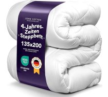 John Cotton 4 Seasons sega 135 x 200 cm – eleganta un elpojoša 3-in-1 sega alerģijām, piemērota vasarai un ziemai | Oeko-Test sertificēta sega | Mikrošķiedras sega visiem gadalaikiem 135 x 200 cm