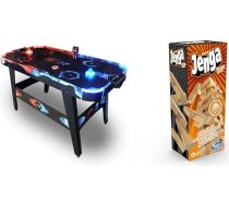 Carromco gaisa hokejs galda spēle Fire & Ice – gaisa hokejs galda spēle ar LED gaismas efektiem – ar ventilētu spēļu laukumu un Hasbro Gaming Jenga Classic