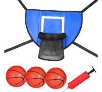 F Fityle basketbola grozs batutiem, bērnu batuta basketbola grozs ar piepūšamu bumbu un sūkni, iekštelpu piekārāmais basketbola grozs, ūdensizturīgs ar korpusu, āra sporta aktivitātēm, zils ar 3 bumbiņām