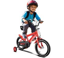14 collu sarkana bērnu velosipēda izglītojošais velosipēds bērniem, piemērots izmēriem no 39,37 līdz 45,28 collām, var izmantot izklaidei vai fiziskām aktivitātēm