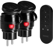 Bezvadu MINI Schuko kontaktligzdu komplekts, tālvadības pults 2+1, 2300 W, IP44