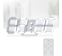 KOSUMOSU Digitālais pulkstenis 3D LED sienas pulkstenis 9,7 collu galda pulkstenis Liels displejs Digitālais sienas pulkstenis Galda pulkstenis ar tālvadības pulti 12/24H temperatūra (balta gaisma)