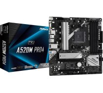 Pamatplate a520m pro4 am4 4ddr4 hdmi/dp/vga m.2 matx