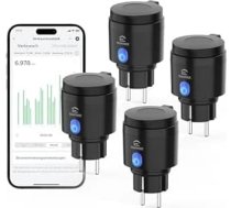 EIGHTREE WiFi āra kontaktligzda, taimera slēdzis ar strāvas mērīšanu, IP44 ūdensizturīgs, viedā kontaktligzda ar taimeri, tālvadības pulti un balss vadību, saderīga ar Alexa un Google Home