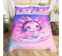 Homemissing Cartoon Salamander sega Cover Kids Cute Axolotl gultas piederumi komplekts 135 x 200 cm Kawaii Ocean Sealife gultas sievietēm vīriešiem istaba Dekoratīvs elpojošs mīksts mikrošķiedra