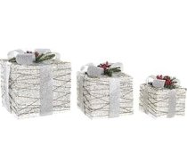 Plauktu komplekts 3 LED Ratan 25 x 25 x 30 3AA Blanco