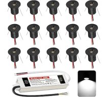 Iebūvējamais prožektors LED 1 W, Mini LED prožektors, LED iebūvējamais prožektors, 12 V, caurumu izmērs 15-18 mm, griestu prožektori, IP65 iebūvējamie prožektori, vēsā baltā krāsā, LED prožektors nojumei, vannas istabai, virtuvei