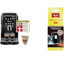 De'Longhi Magnifica Start ECAM222.20.B, pilnībā automātisks kafijas automāts & Melitta 178599 Perfect Clean tīrīšanas plāksnītes pilnībā automātiskiem kafijas automātiem un espresso automātiem, 4 plāksnītes, rūpīgai un rūpīgai tīrīš