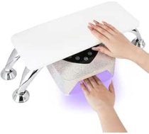 Nagu roku spilvens, nagu roku spilvens, nagu roku spilvens ar nerūsējošā tērauda turētāju, PU ādas roku spilvens, nagu dizains manikīra salonam un mājai, mīksts un ūdensizturīgs (balts)