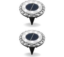 Solarleuchten für den Außenbereich, IP68 wasserdicht, 8 helle LEDs, Mini-Diamant-Solar-Bodenleuchten, Auto-On/Off-Wegbeleleuchtung für Hof, Rasen und Garten, 2 Stück, kühles Licht