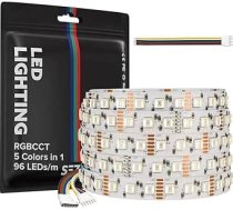SEZO 5050 RGBCCT LED lentes apgaismojums 5 in 1 RGB + silti balta 3000K-6000K 12V 5M 96LEDs/M IP30 nav ūdensizturīgs RGBW RGBWWW Super spilgtas LED lentes mājas un guļamistabas apgaismojumam