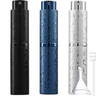 10ml pārnēsājama kameras smaržu pudele atkārtoti uzpildāma pudele Mini atomizatora smaržu pudele Smaržas pudele Atomizer Spray Bottle Tukša smaržu ceļojumu pudele maza uzpildāma (3 Pack Black + Blue + Silver)