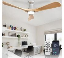 Depuley griestu ventilatori 52 collas ar apgaismojumu: Ventilators ar zemo profilu, līdzstrāvas motora ventilators, kluss un aptumšojams ventilators ar tālvadības pulti, App taimeris