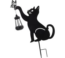 Solar Gartenlampe Katze aus Eisen Solarleuchte mit Katzen Bodeneinsatz Wetterfeste Außenbeleleuchtung für Vorgarten und Terrasse