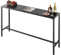 VEVOR Bāra galds, 1600 x 375 x 980 mm, Bistro galds, Bāra galds ar metāla rāmi, Taisnstūra ēdamgaldi, Virtuves galds, Bāra galds, Svētku galds, Dārza mēbeles balkonam, dārzam, baseina malai
