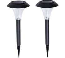 Supvox Pack of 2 Solar LED Floor Lights, āra dārza lampas ar izturīgu materiālu, enerģiju taupošas, piemērotas celiņiem un terases, mini sēnes formas dizains, melnas krāsas
