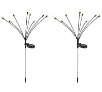 GLOBO LED saules lampas āra gaisma Dārza dekorēšana Zemes smaile Saules gaisma 8 spuldzes Patio lampa Pārvietojama melna opāla silti balta L x H 20 x 70 cm 2 komplekts