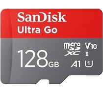 SanDisk Ultra Go Micro SDXC atmiņas karte 128 GB + SD adapteris (Android viedtālruņiem un planšetdatoriem, lasīšanas ātrums līdz 150 MB/s) A1, Full HD video, UHS-I, 10. klase, U1, priekš Amazon