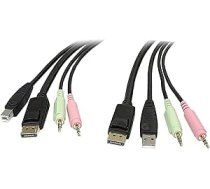 StarTech. com DP4 N1USB6 - USB DisplayPort KVM kabelis - 1,8 M 4-in-1 USB DisplayPort KVM komutatora kabelis ar audio un mikrofonu