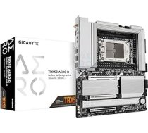 GIGABYTE TRX50 AERO D pamatplate - Atbalsta AMD Ryzen Threadripper 9000 sērijas procesorus, 16+8+4 fāžu digitālais VRM, līdz 7800 MHz DDR5 (OC), 3xPCIe 5.0 + 1xPCIe 4.0 M.2, Wi-Fi 7, 10GbE LAN, USB4