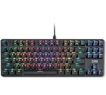 DR1TECH Raven mehāniskā TKL spēļu tastatūra datoram/PS4 ar RGB apgaismojumu - 87 taustiņi pret izgaismojumu - ergonomiska USB tastatūra ar kabeli (starptautiskais izkārtojums)