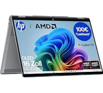 HP OmniBook X Flip 2-in-1 nākamās paaudzes mākslīgā intelekta klēpjdators, AMD Ryzen AI 7 350 (8C), specializēts NPU mākslīgajam intelektam, 50NPU Tops, Copilot+ PC, 16 collu 3K 2880 x 1800 OLED skārienjūtīgais ekrāns, 16 GB, 1 TB SSD, Win11,