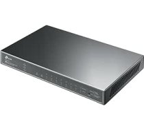 TP-Link 10 pieslēgvietu viedslēdzis ar 8 PoE+ pieslēgvietām (61 W, centrālā mākoņvadība, integrēta Omada SDN, IPv6 atbalsts, drošs tīkls), melns T1500G-10PS(TL-SG2210P)