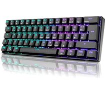 RK ROYAL KLUDGE RK61 RGB 60% mehāniskā spēļu tastatūra, bezvadu/vadu Bluetooth tastatūra ar Hot Swap iespējotu Clicky Blue slēdzi, saderīga ar vairākām ierīcēm, melna (QWERTZ)